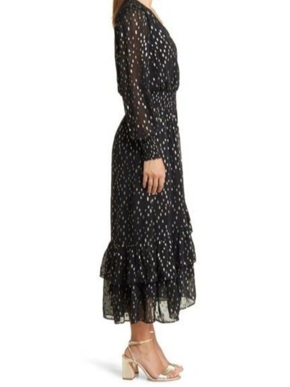 Lilly Pulitzer Cristiana Black Gold Dot Midi Dress Size 2 New With tag - Picture 3 of 8
